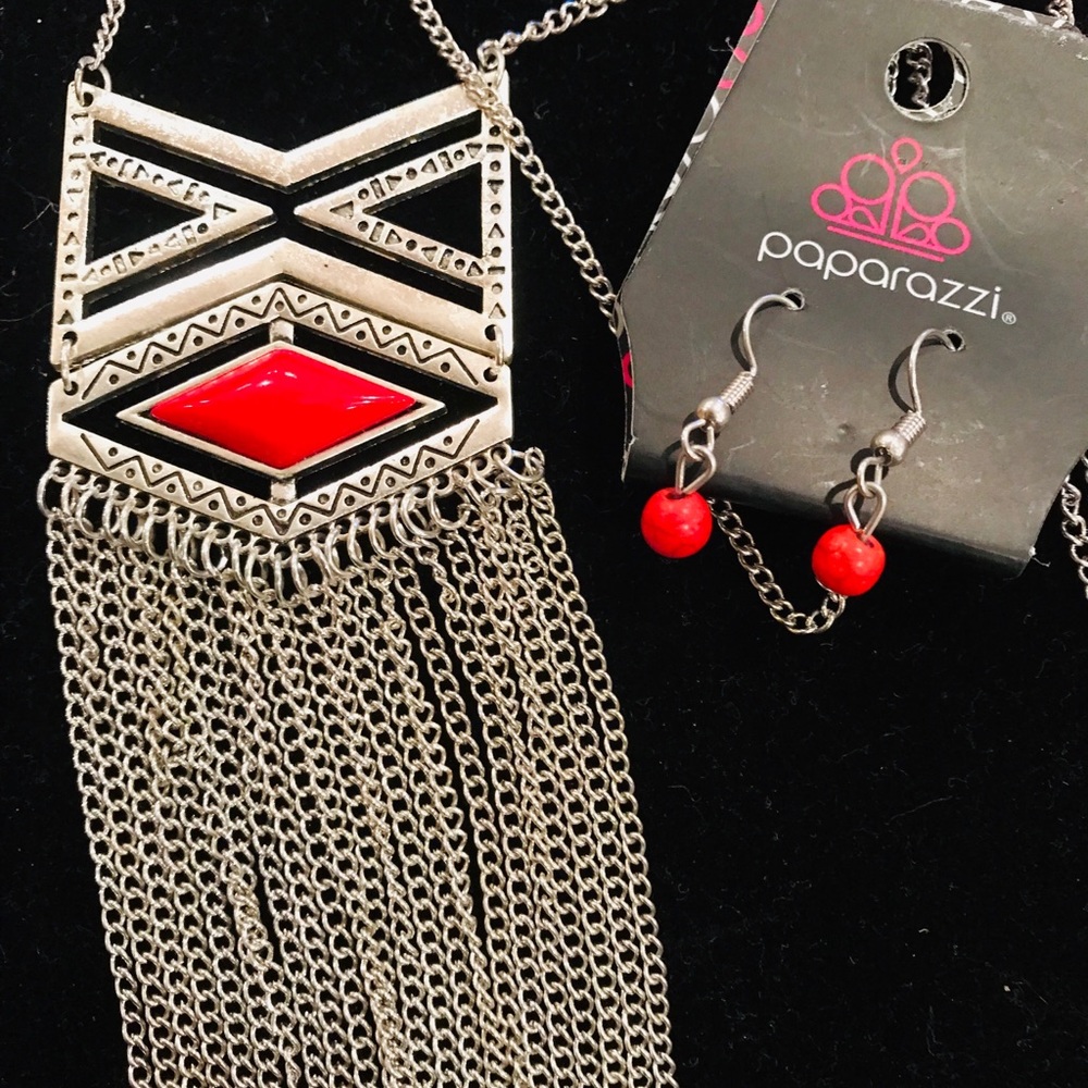 New Silver Red Lot 2 Set of Earrings & Necklace